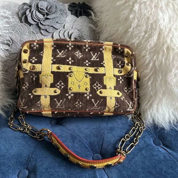 Louis Vuitton LV Vintage velvet Trompe L'oeil Trocadero Shoulder Bag velour - Picture 1 of 6